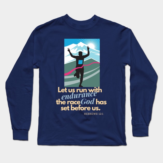 Hebrews 12 Cross Country Long Sleeve T-Shirt by Sport-tees by Marino's